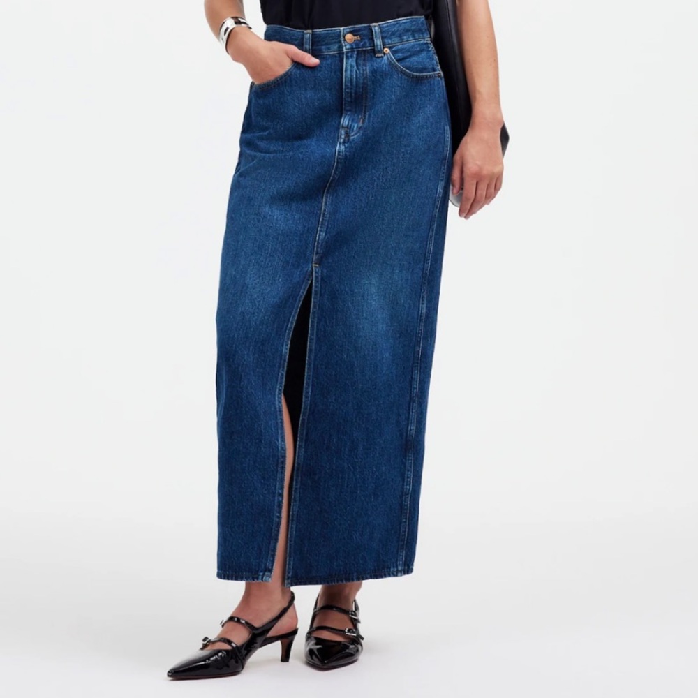 NWT: Madewell Denim Midi Skirt with Slit | Long Denim Skirt | Coastal Cowgirl